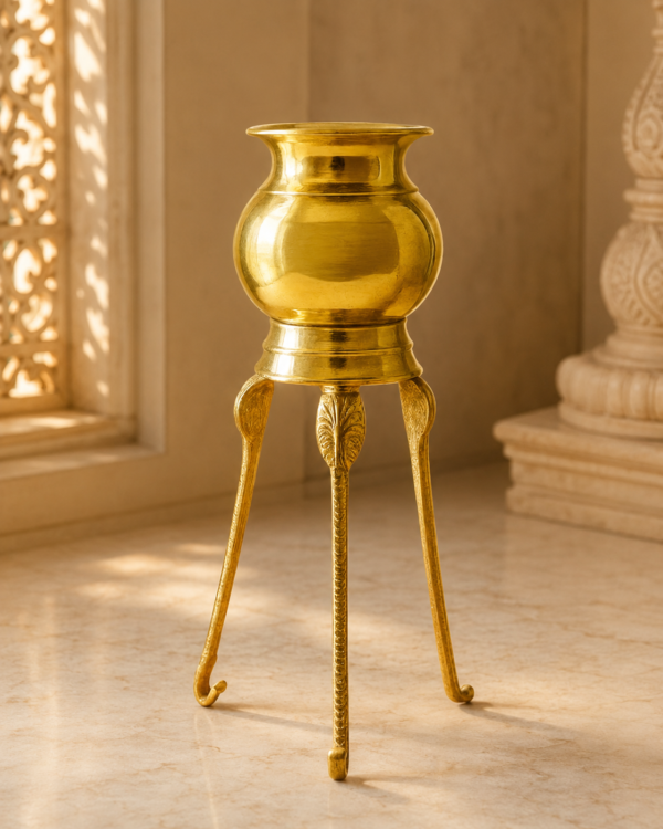 Shivling Abhishek Stand Tripayi with Brass Lota/Kalash | 250 ML Jalabhishek Jaldhara Stand