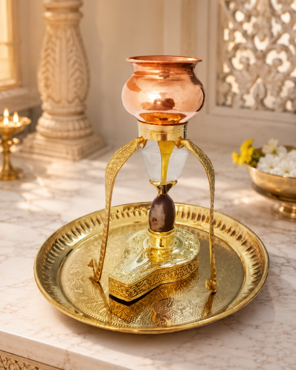 Narmadeshwar Shivling with Jalheri | Traditional Snake Jaldhara Patra Jalabhishek Stand with Decorative Brass Plate