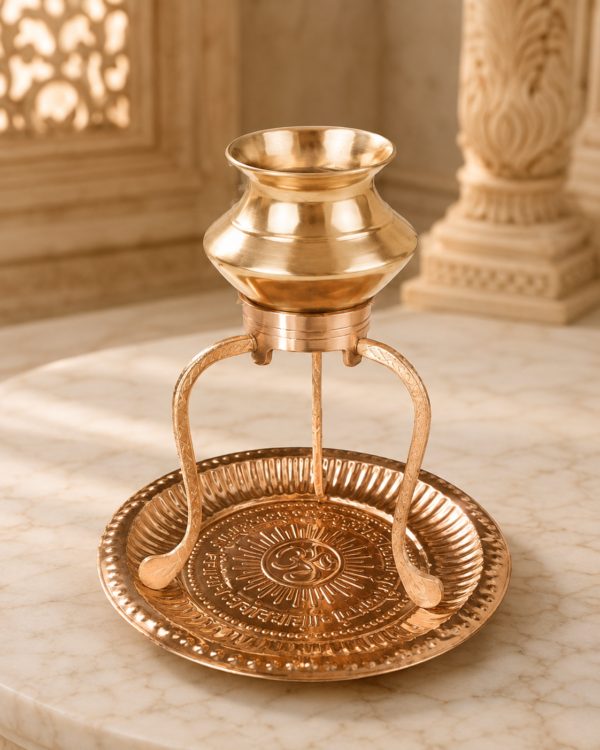 Shivling Abhishek Stand 12 CM with 70 ML Jalabhishek Lota/Kalash & 15 CM Pooja Plate