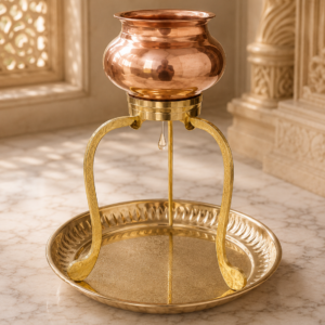 Shivling Jalabhishek Stand with Copper Lota & Brass Pooja Plate | Brass Shivling Abhishek Stand