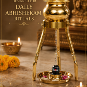 Shivling Jal Abhishek Stand Lota (Without Shiv Lingam, Finger Size, 70 ML, 11 Cm Stand / 15 Cm Total)